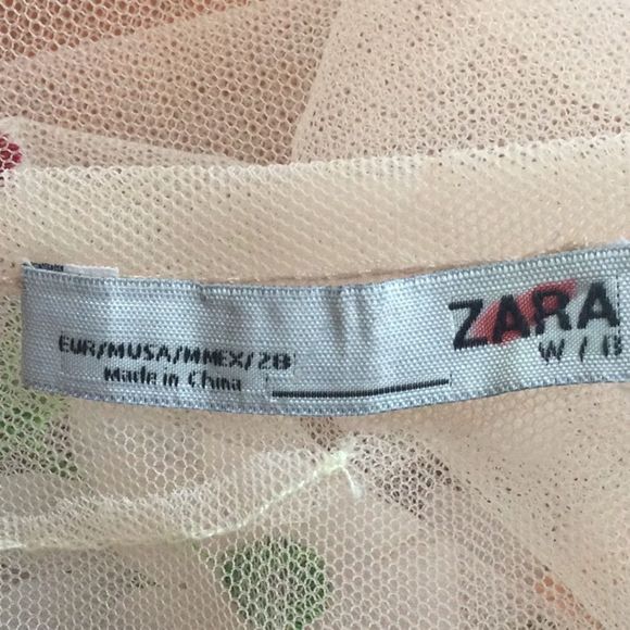 Zara blush sheer tulle mesh floral embroidered top - Picture 13 of 14